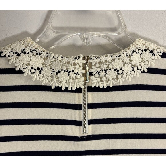 KATE SPADE Lace Collar Stripe Tee Dress Women Small 3/4 Sleeve Above Knee Casual - Picture 7 of 10